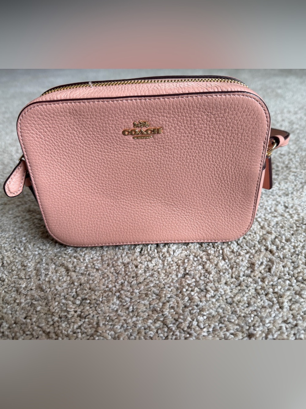 Coach Pebbled Leather Crossbody Bag - Blush Pink with Gold Hardware